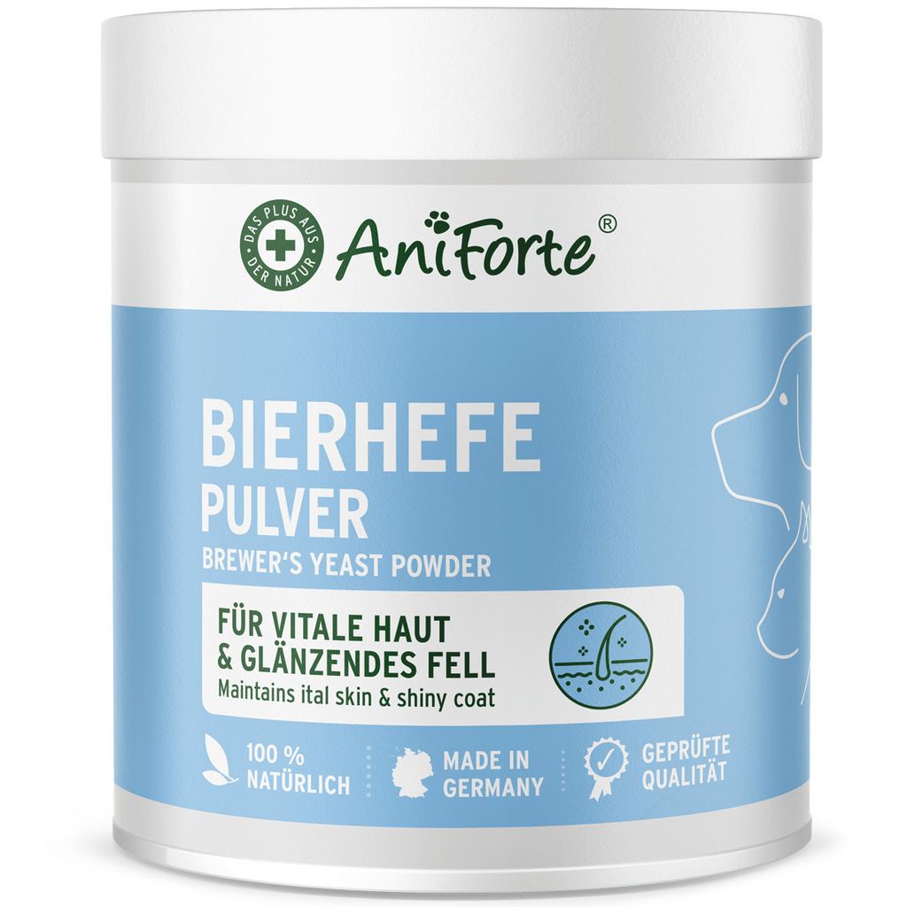 AniForte Bierhefe Pulver für Hunde 500g - Naturprodukt für glänzendes, kräftiges Fell & vitale Haut, Mit Biotin & Vitamin B für Hunde