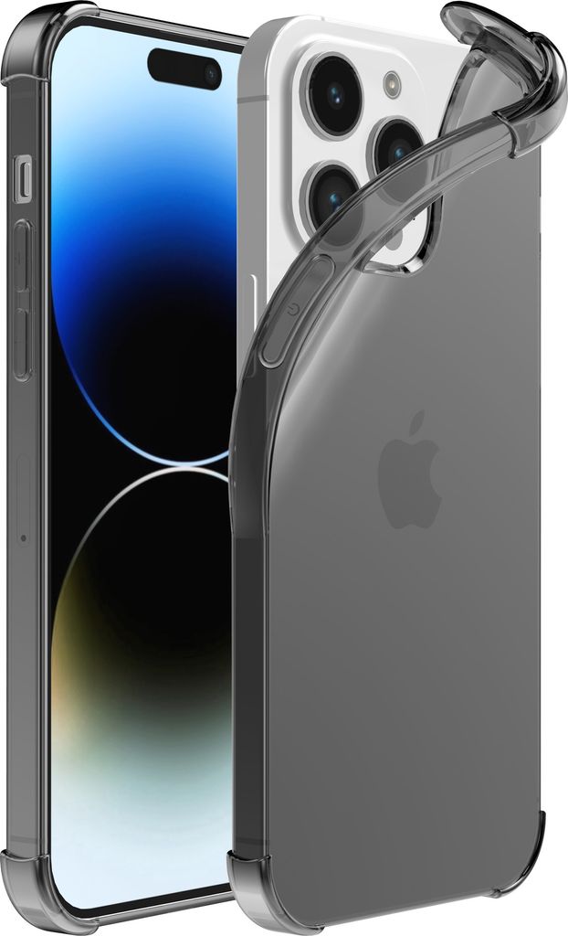 Smartphonica iPhone 14 Pro Max transparente stoßfeste Silikonhülle mit Bumper - Schwarz