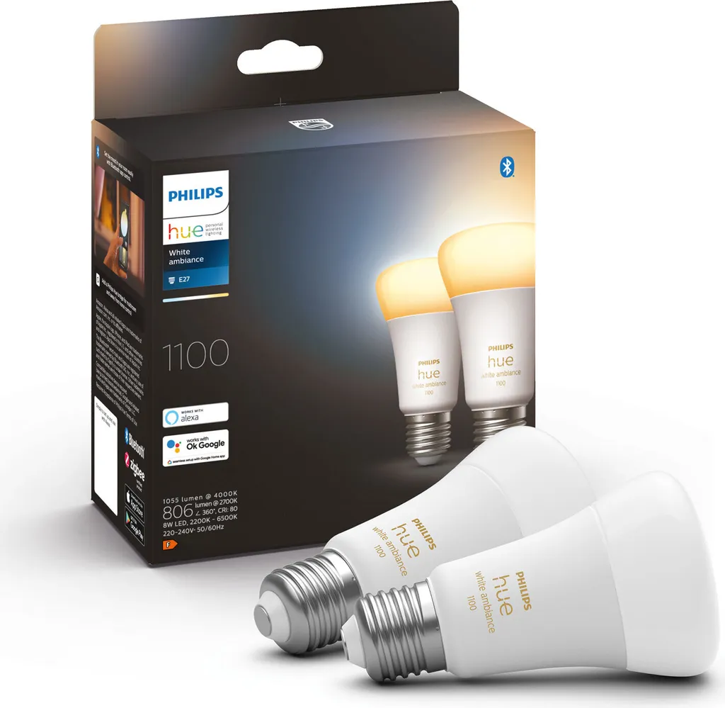 Philips Hue White Ambiance A60 E27 1100 Lumen - Pack de 2 Ampoules LED