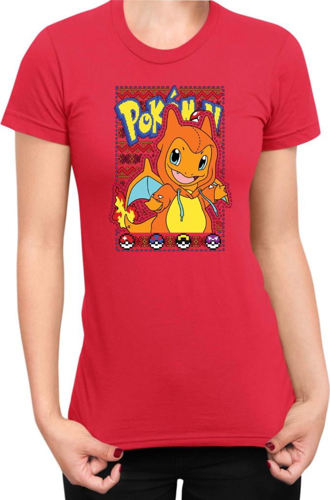 Damen T-Shirt Japan Manga Anime Comics Pokemon 021, Lady L / Rot