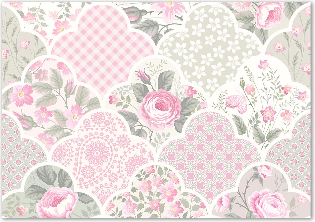 Tulup Leinwandbild - 100x70 cm - Wandkunst - Drucke auf Leinwand - Leinwanddruck - Blumen & Pflanzen - Rosa - Rosen Ornamente