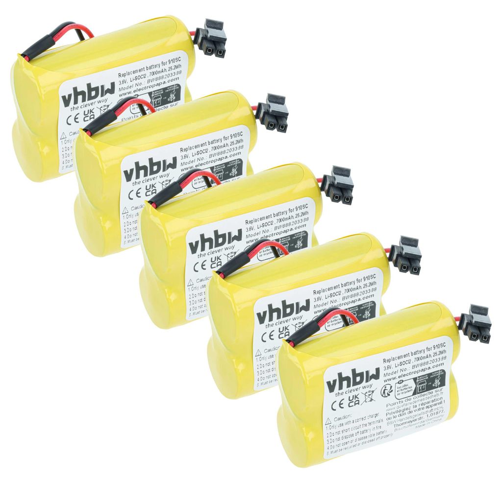 vhbw 5x Batterie kompatibel mit 1s2 PLS17500 PLC Programmable Logic Controller (7000 mAh, 3,6 V, Li-SOCl2)