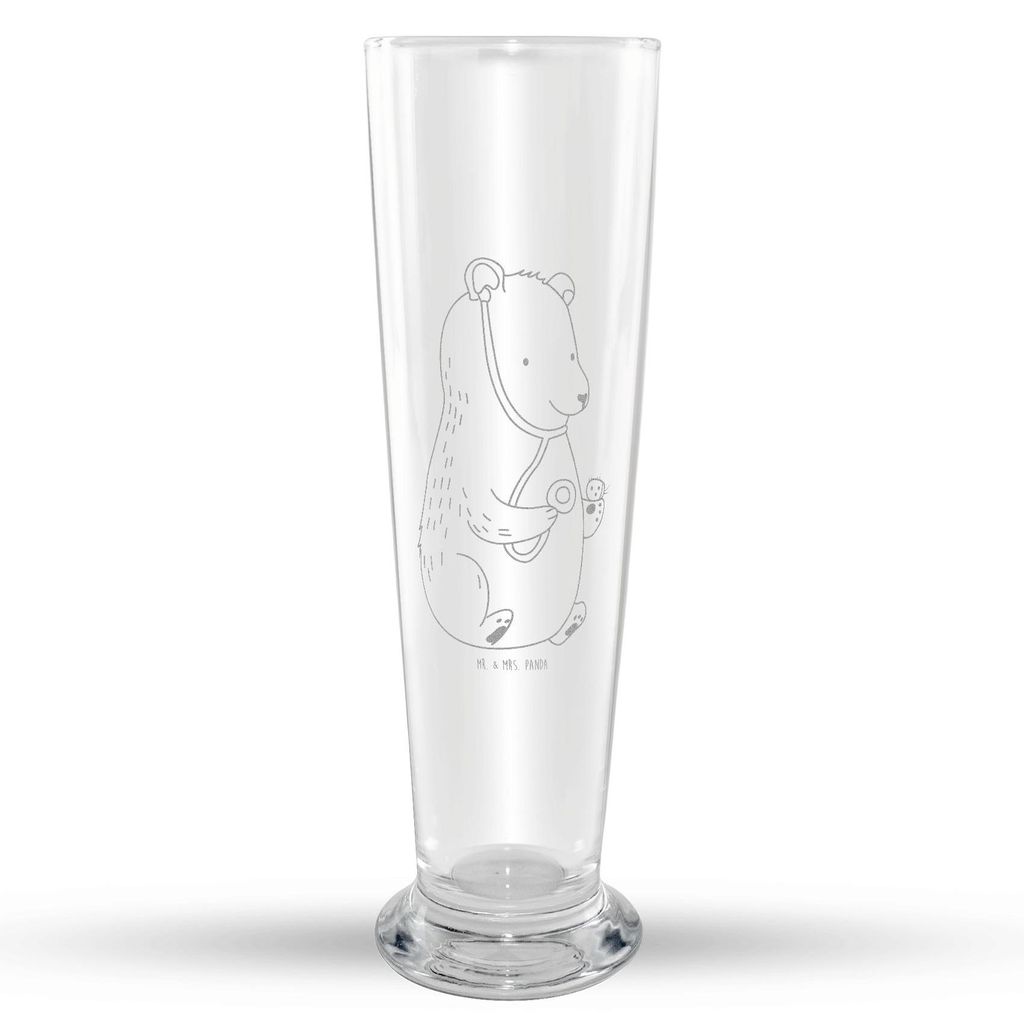 Mr. & Mrs. Panda Bier Glas Bär Arzt - Transparent - Geschenk, Professorin, Weizen, Professor, Bierglas, Teddy, Doktor, Weizenbier, Weißbierglas, ...