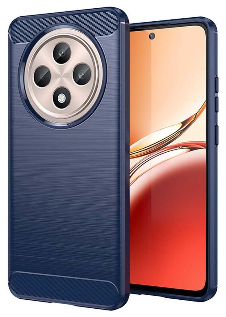 Techsuit Carbon Silicone Back Cover Hülle für Oppo Reno12 F/Reno12 FS - Blau