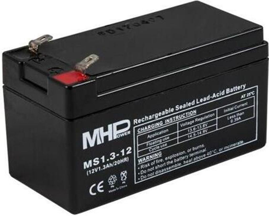 MHPower MS1.3-12 VRLA AGM-accu, 12V/1,3Ah Productafbeelding 