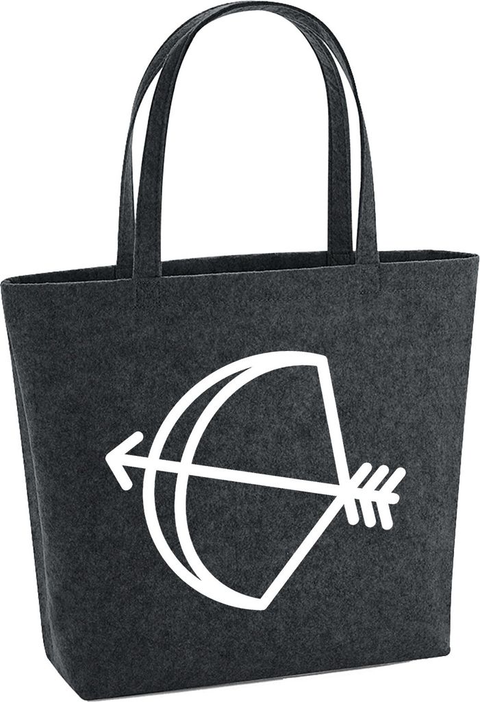 Huuraa Filzshopper Schütze Sternzeichen Symbol 22 Liter Charcoal Melange Filztasche Geschenkidee