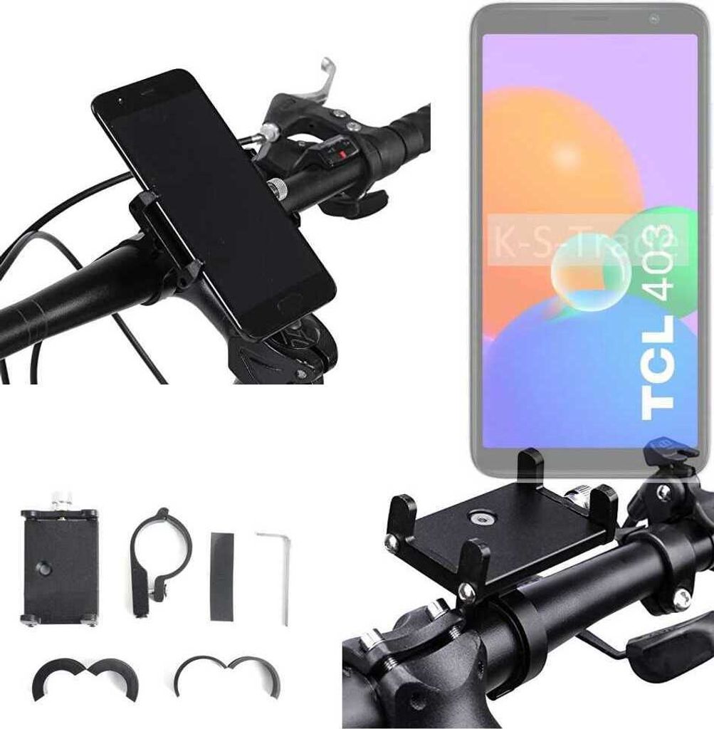 K-S-Trade Handyhalterung für das Fahrrad kompatibel mit TCL 403 Halter Lenkstange Fahrradhalterung Motorrad Bike Mount Befestigung Smartphone Handy