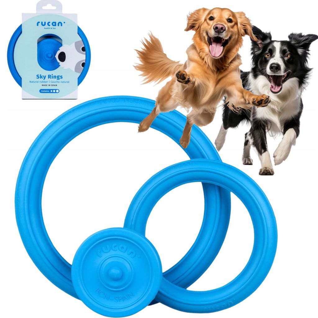 RUCAN SKY RINGS SET OF 3 Hundespielzeug: Ringo groß, klein und Scheibe Gummi