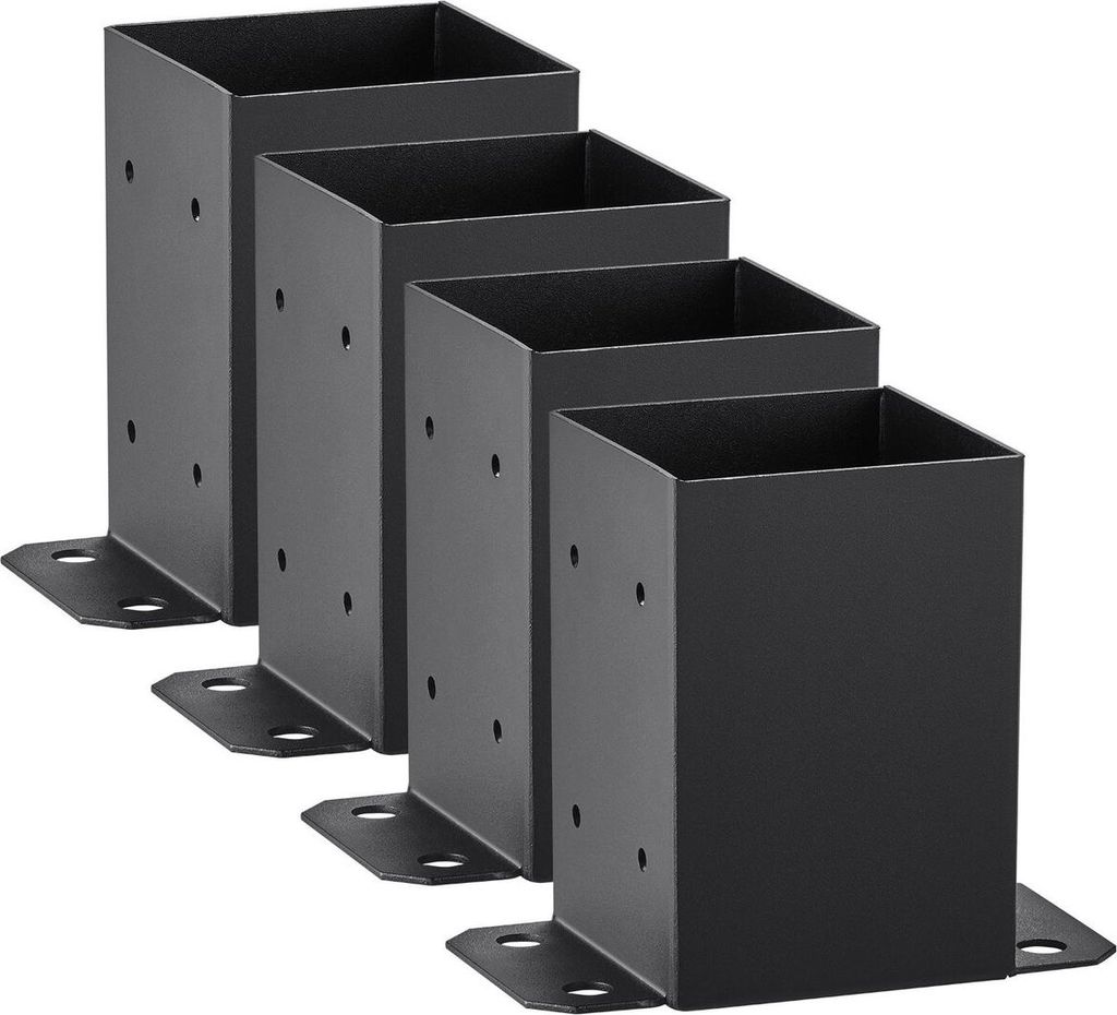 4x4 Post Base 4 Pcs, Inner Size 3.6x3.6 Post Base Brackets, Heavy Duty Powder-Coated Post Anchor Matte Black Wood Post Brackets for Pavilion Deck R...