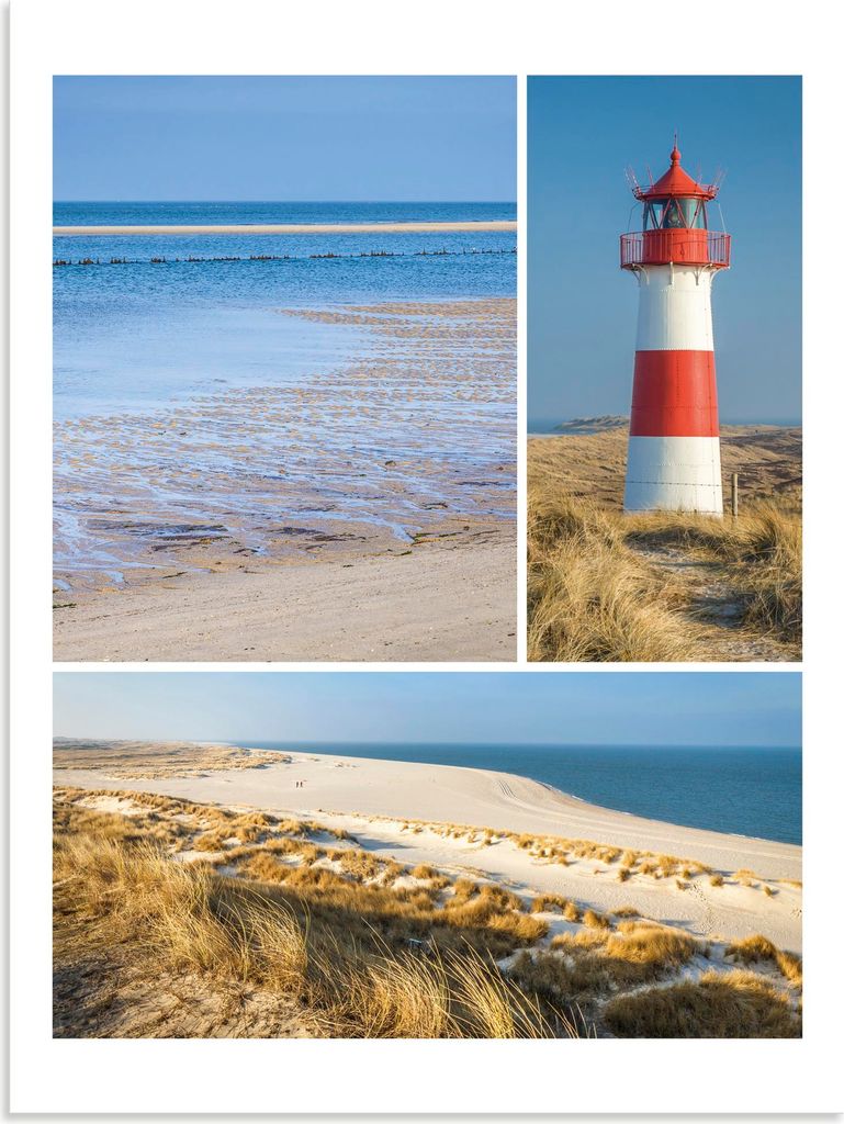 ARTland Wandbild Alu für Innen & Outdoor Triplet Träume vom Meer: List-Ost Sylt Größe: 45x60 cm