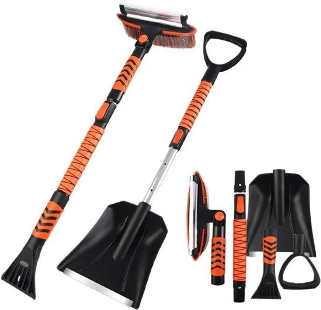 Pelle à neige multifonction télescopique avec racloir à glace 2-en-1