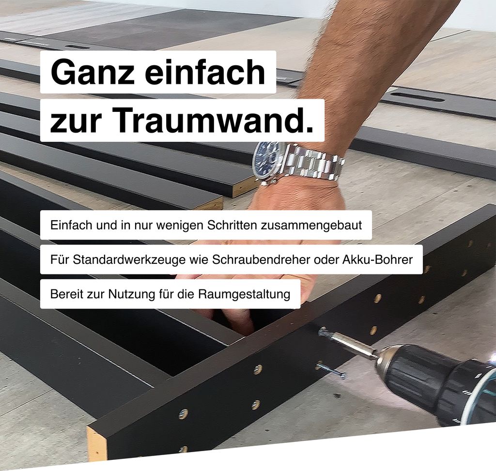 HEXIM Raumteiler Lamellenwand 275x58cm MDF Raumtrenner Produktbild 5