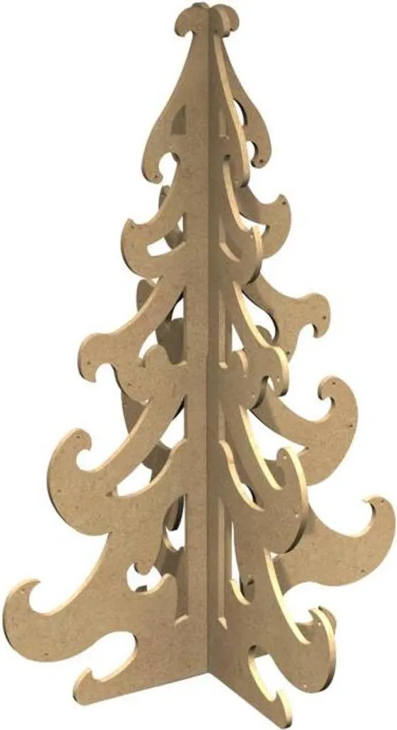 Sapin Noël 3D en bois MDF 60cm Gomille : Décoration robuste à monter