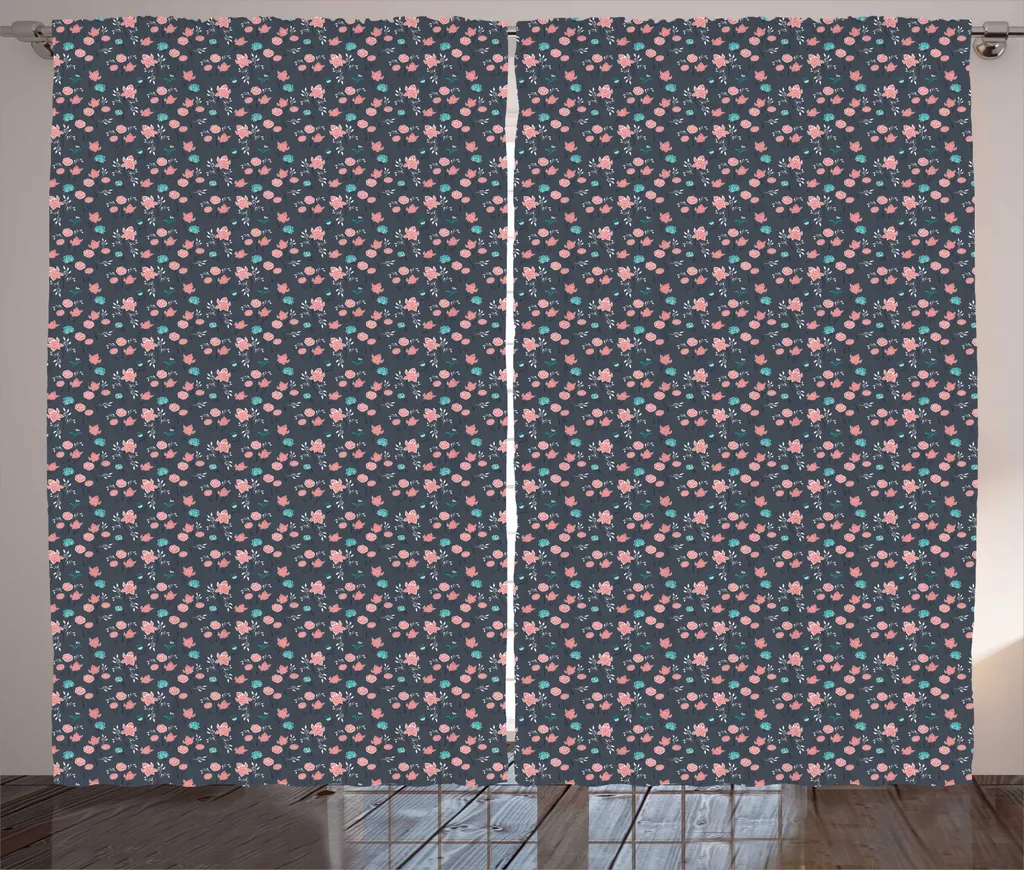 Rideaux rustiques floraux ABAKUHAUS à boucles pour salon de 280x225cm