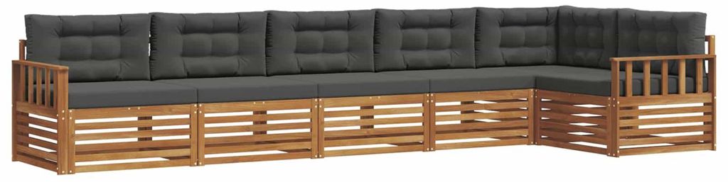 vidaXL Outdoor-Sofagarnitur mit Kissen 6 pcs Natur und Anthrazit
