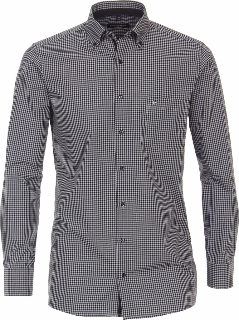 CASAMODA Herren Businesshemd Langarm Button-Down Comfort-Fit Anthrazit kariert 39