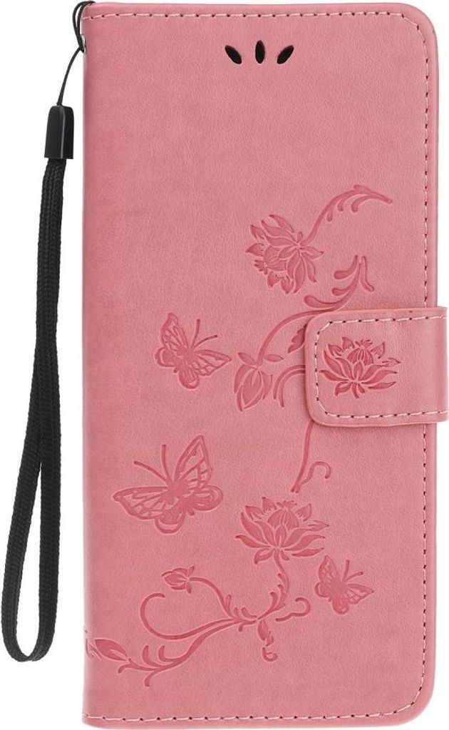 iPhone 12 Hülle - Coverup Blumen & Schmetterlinge Klapphülle - Pink