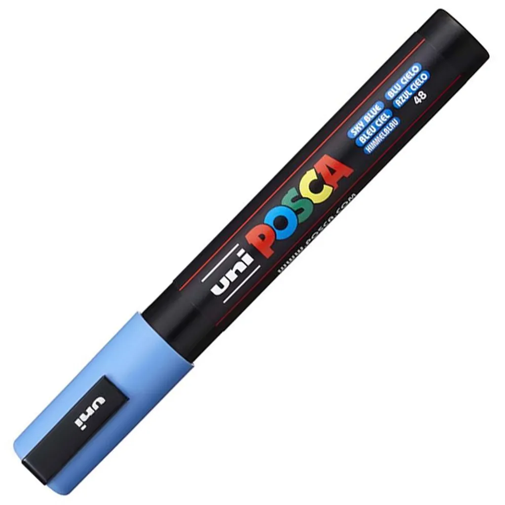 Marqueur POSCA PC-5M Bleu Ciel Pointe Moyenne Lot de 6 Feutres Peinture