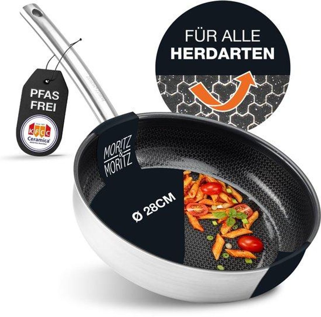 Edelstahl-Pfanne 28cm Keramik Anti-Anback