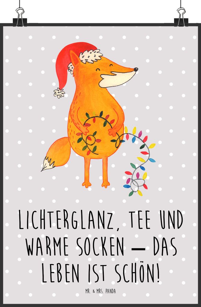 Mr. & Mrs. Panda Bild Fuchs Weihnachten DIN A2 - Grau Produktbild 