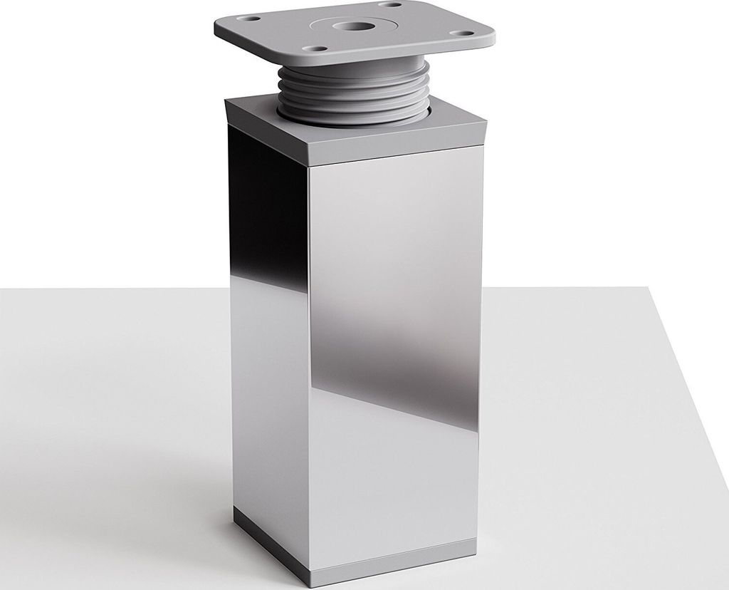 4er Set sossai moderne Möbelfüße in Chrom 100mm höhenverstellbar Schrankfüße Sockelfüße