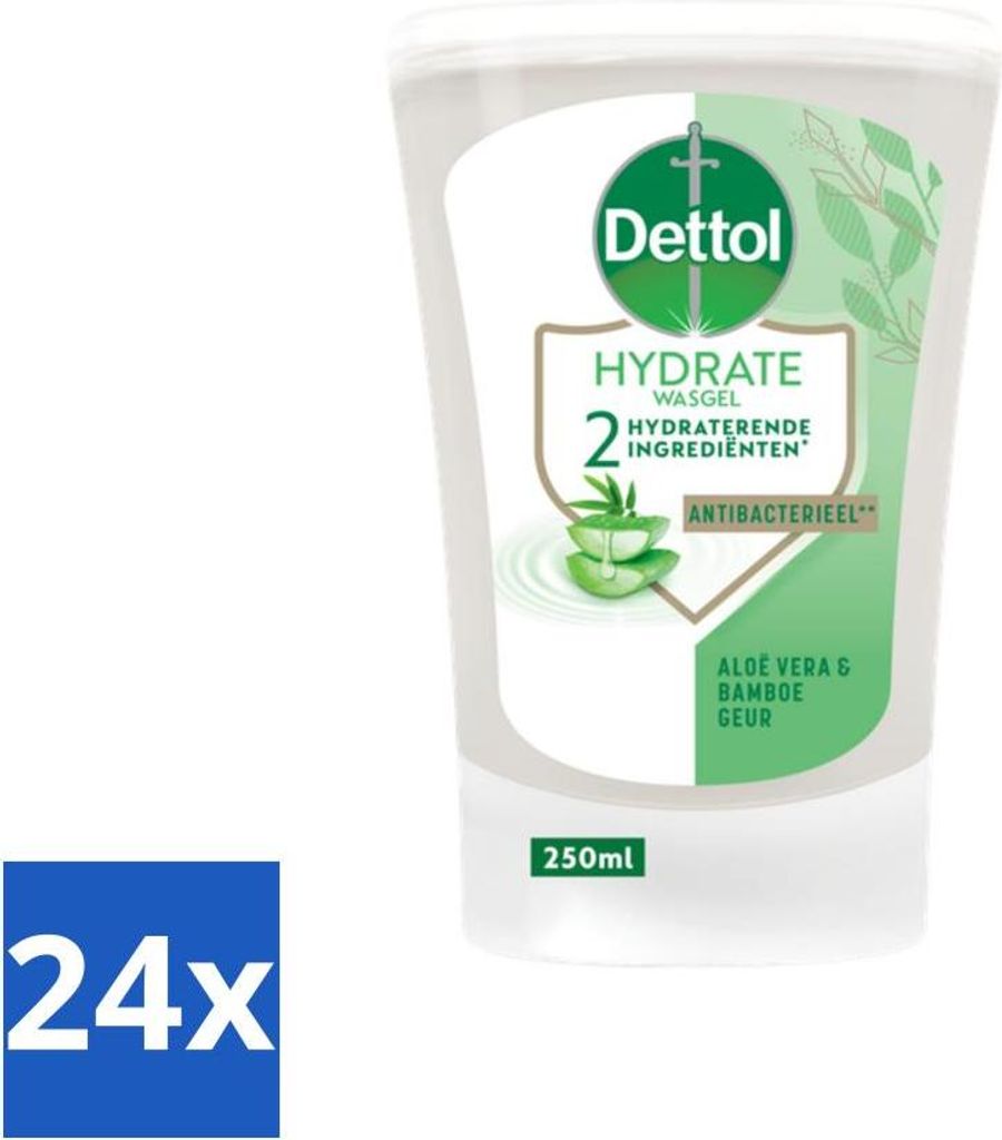 Dettol - Waschgel Nachfüller - Hydrat - Aloe Vera & Bambus - 250 ml - Vorteilspack - 24 Stücke