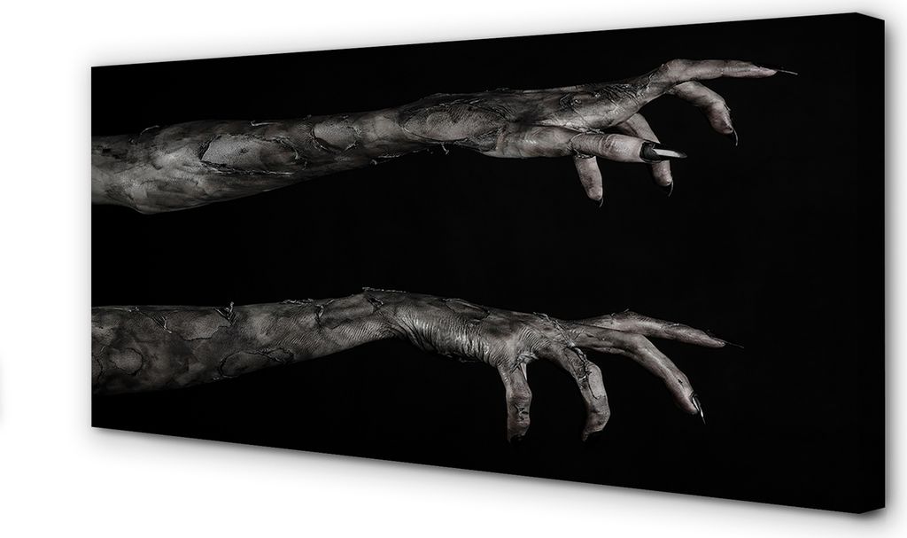 Leinwandbild 140x70 Wandkunst Schwarzer Hintergrund schmutzige Hände