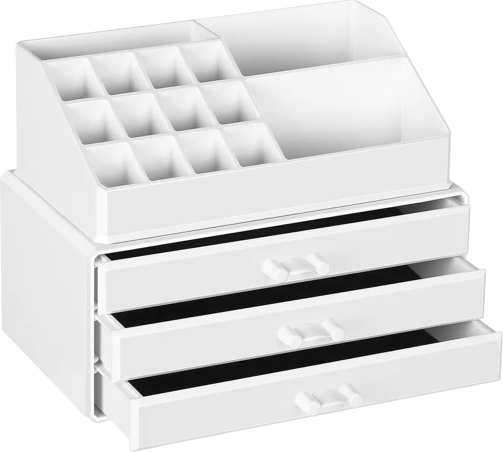 Organisateur de maquillage en acrylique blanc avec tiroirs empilables