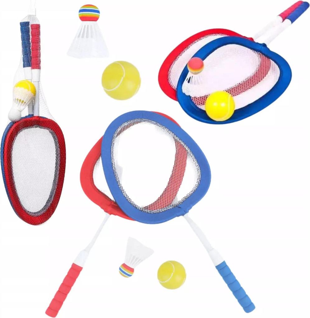 Badminton-Set mit 2 Schlägern, Ball, Federball, leichte, robuste Schläger, 55 x 25 x 4 cm, für Strand, Park und Garten