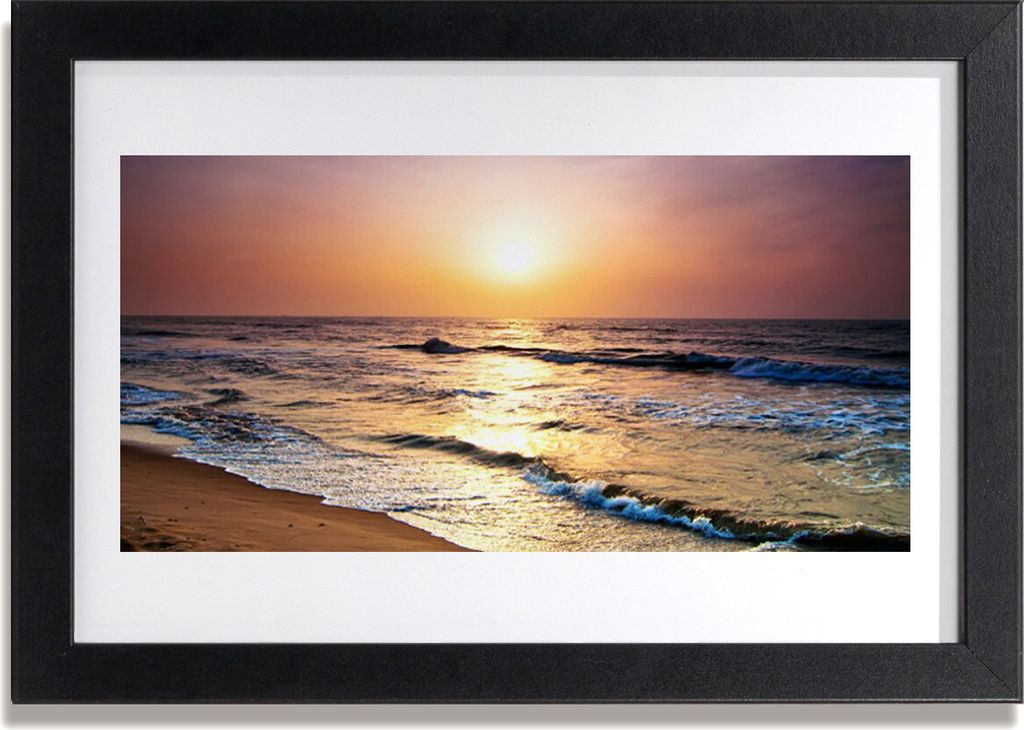 Bild 30x20 MDF-Rahmen Wandkunst Meer, Strand, Sonne, Landschaft,