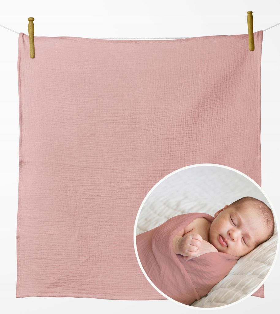Musselin Mullwindel 120x120 cm – Dickes Mulltuch gekreppt, Baby Einschlagtuch & Decke