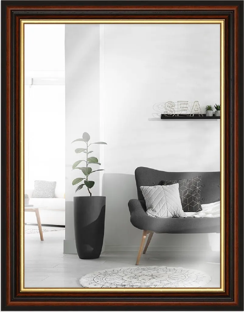 Specchio MendeFrames H015 25x38 Oro e Marrone | Specchiera da Parete - 1