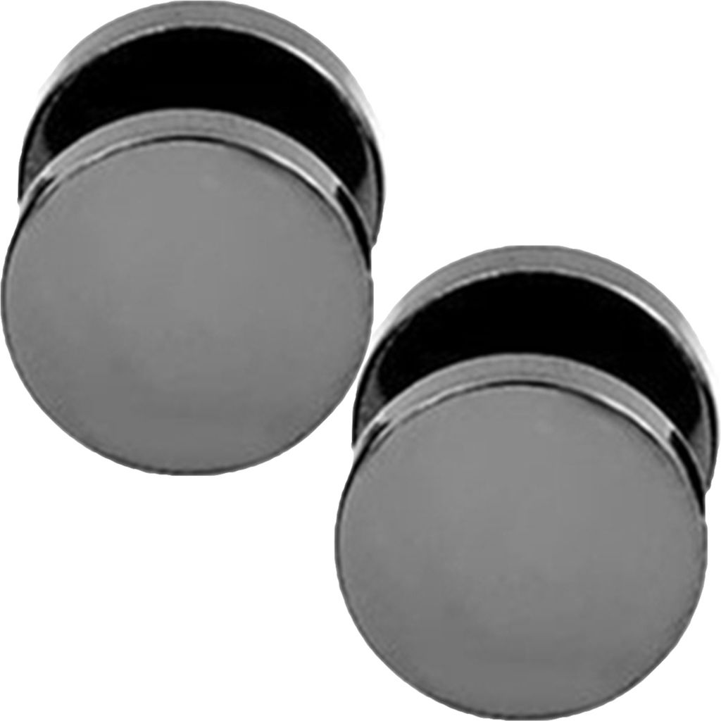 Männer Cool Punk Runde Schwarz Edelstahl Ohrstecker Piercing Ohrringe 3mm - 14mm-Schwarz,12mm