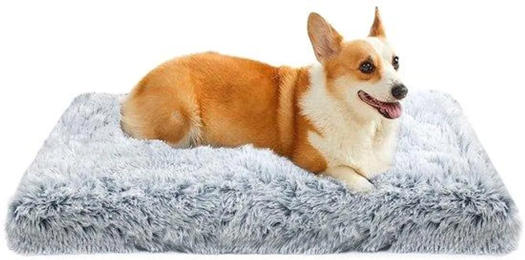 Tapis pour chien ultra moelleux lavable 75 x 50 cm gris pour le repos