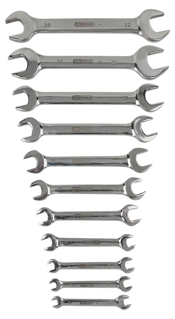 Set de clés à fourche doubles en acier inoxydable 11 pièces coudées - 2