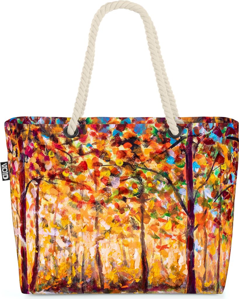 VOID Herbst Gemälde Bäume Laub Strandtasche Shopper 58x38x16cm 23L XXL Einkaufstasche Tasche Reisetasche Beach Bag