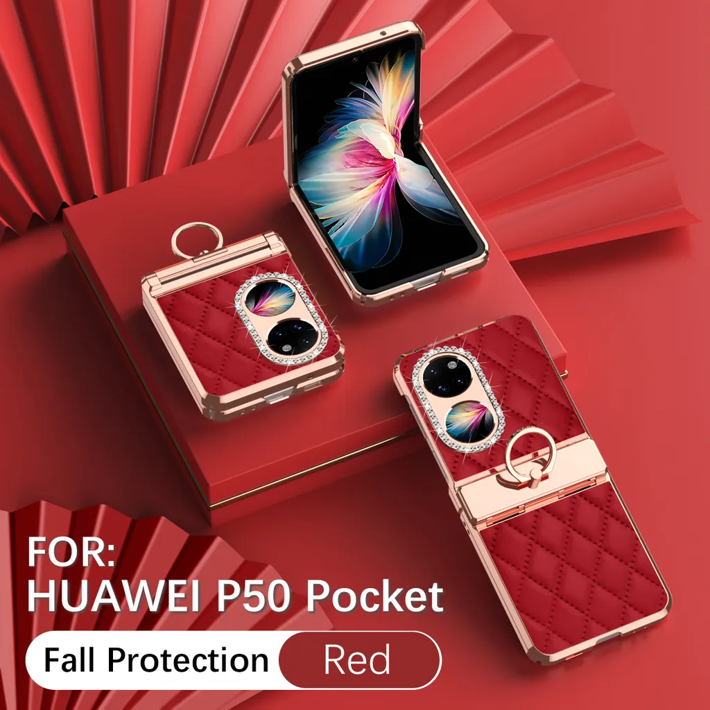 Custodia Rosso Passione Huawei P50 Pocket: Pelle e Design Anello