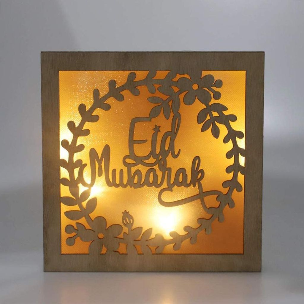H?lzerne Eid Handwerk Nachtlicht 3d Ramadan Mubarak Lampe handgefertigte Mondstern LED Leuchten Dekoration