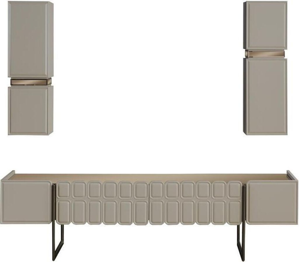 Moderne Wohnzimmer Holz Möbel Designer TV-Schrank x2 Wandregale 3tlg Set