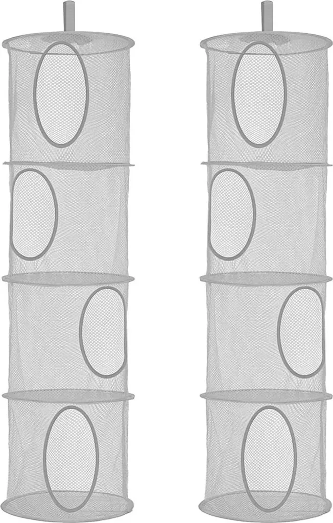 Rangement suspendu pliable 4 niveaux en maille pour jouets et vêtements