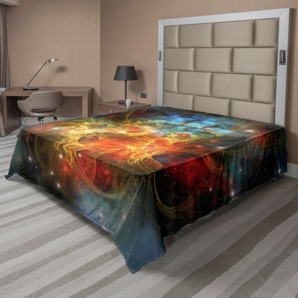ABAKUHAUS Weltraum Bettlaken, Princess Nebula Gas Expanse Weltraum Universum In Astral Zone, weiches bequemes oberes Bettlaken für ein dekoratives...