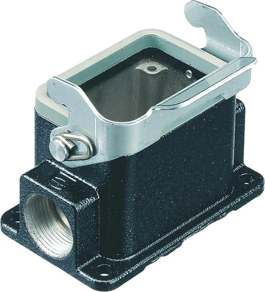 Boîtier de socle haut Han 10B M Harting avec sortie latérale M25 x1