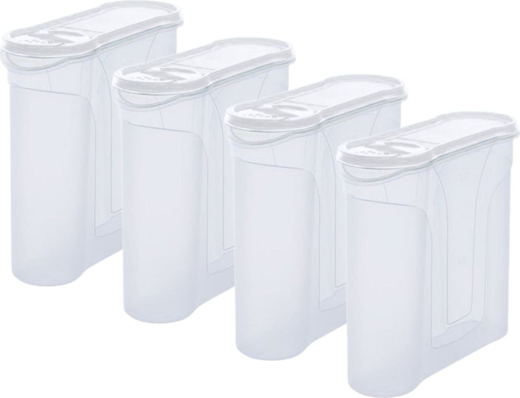 Novaliv Schüttdosen 4 STÜCK Vorratsdose zum Streuen 4 Liter - Maße (LxBxH): 25,5 x 25,5 x 10 cm - Dose mit Deckel 4l für Müsli Mehl Zucker Dos...
