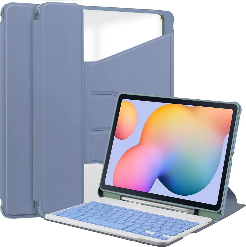 INF Custodia con Tastiera Bluetooth Girevole a 360° per Samsung Tab S9 FE Plus 12.4" - Viola Lavanda