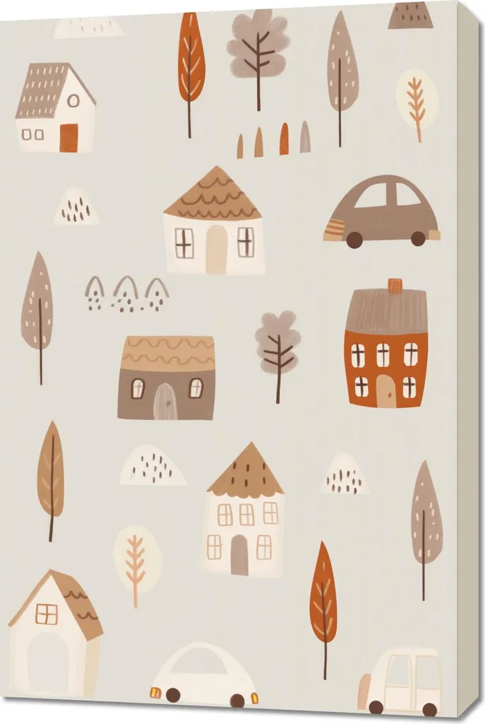 Quadro 60x90 cm per Cameretta Bambini - Tema Costruzione e Cantiere