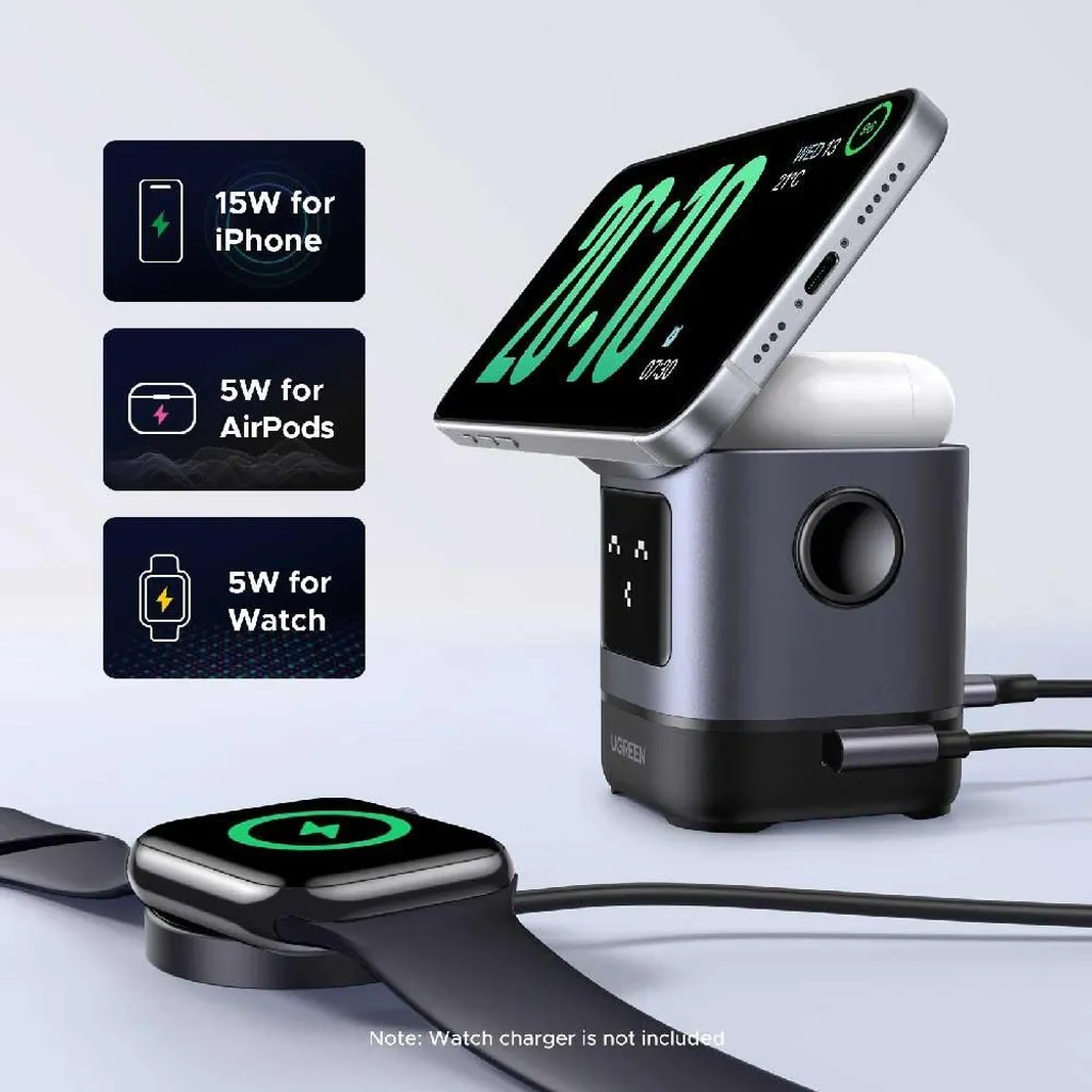 Ugreen Uno Chargeur sans fil magnétique Qi2 15W Gris pour iPhone 16 15