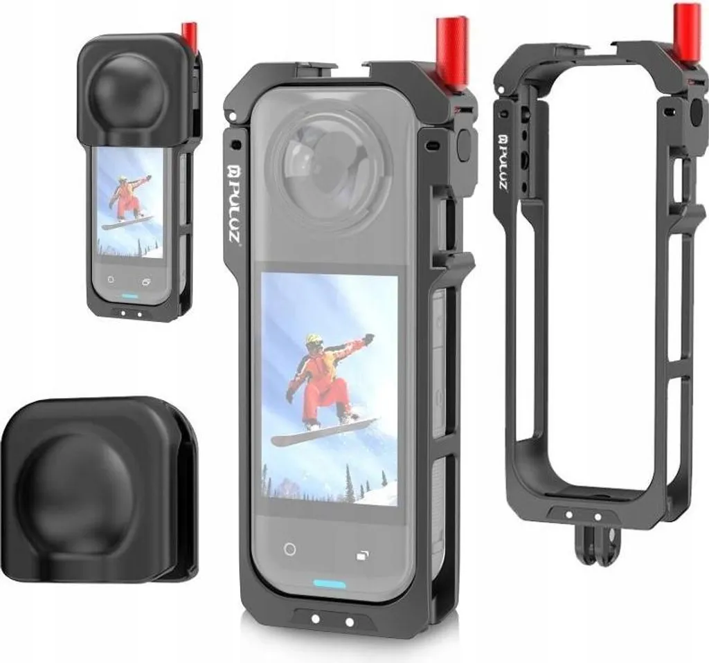 Boîtier PU759B avec 2 fixations ISO et stickers pour Insta360 X5