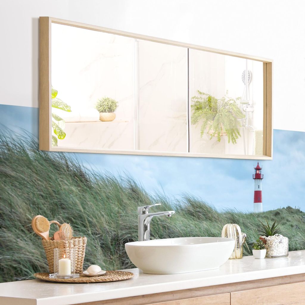 Wandverkleidung Bad Strand selbstklebend - 0.35 mm Wandpaneel matt wasserfest Küste grün Maritim Badrückwand fugenlos 230x65 cm