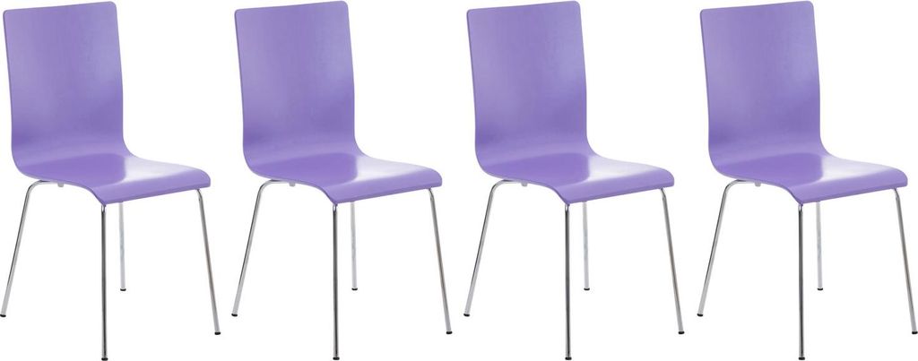 4er Set Besucherstuhl TUNIS - Holz Lila 43x47x87 cm | Besucherstühle Konferenzstuhl Wartezimmerstuhl Bürostühle Bürostuhl Konferenzraum Wartezi...