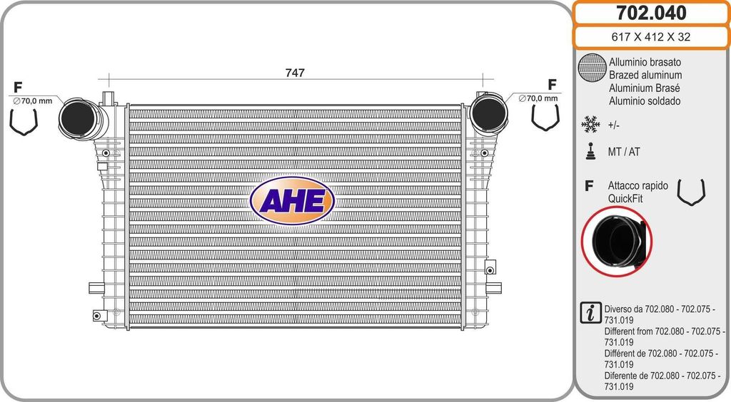AHE 702.040 Ladeluftkühler LLK für VW GOLF VI (5K1) Turbo Intercooler